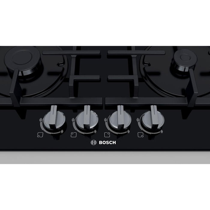 Bosch Serie 4 PNP6B6B90 60cm Gas On Glass Hob - Black Glass - Unbeatable Bathrooms