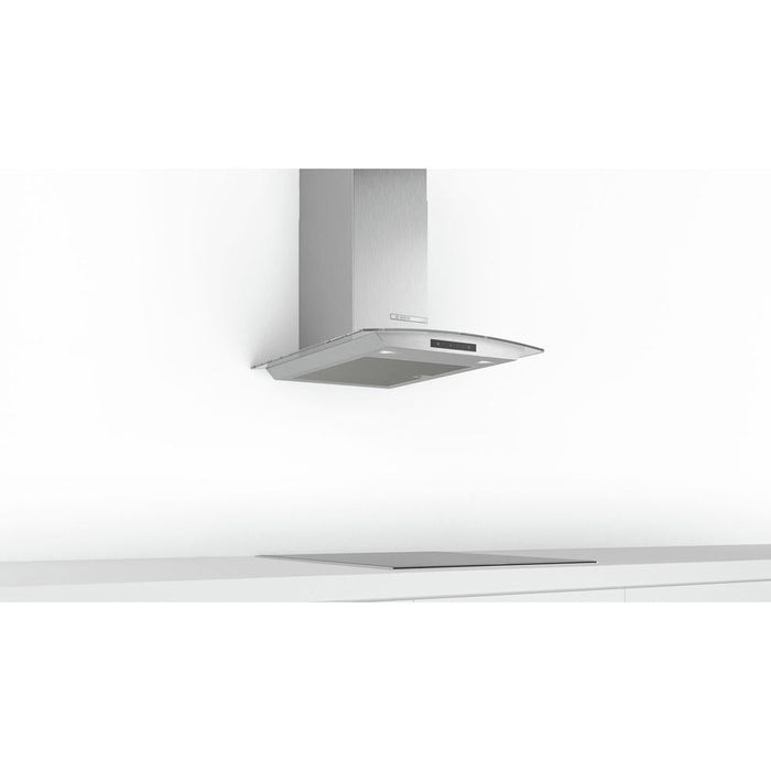 Bosch Serie 4 DWA66DM50B 60cm Curved Glass Chimney Hood - Brushed Steel - Unbeatable Bathrooms