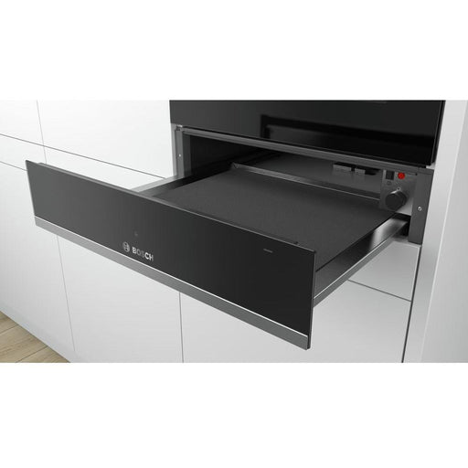 Bosch Serie 6 BIC510NS0B 14cm Warming Drawer - Black & Stainless Steel - Unbeatable Bathrooms