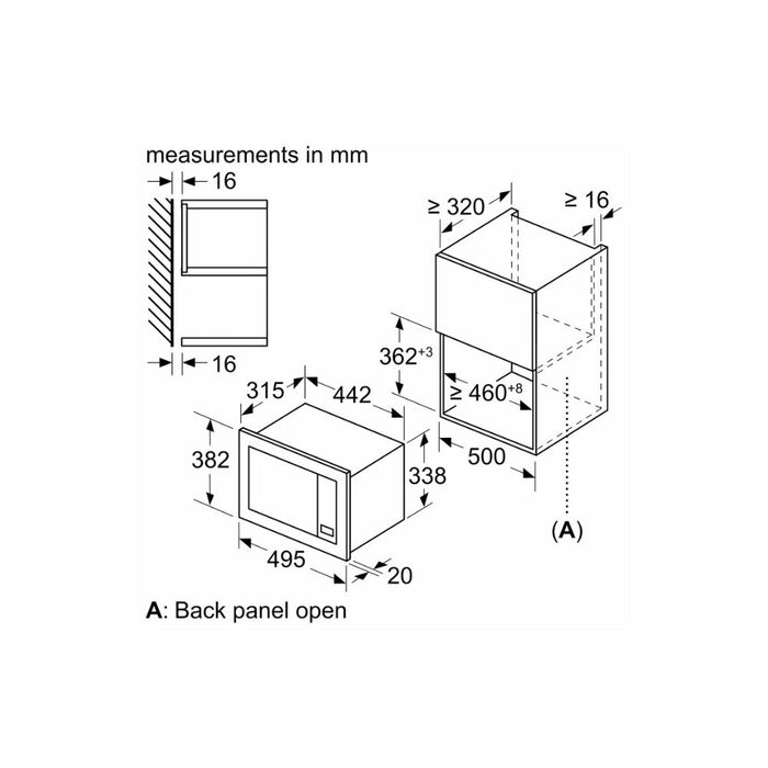 Bosch Series 2 BFL523MS3B B/I 800W Compact Microwave - Black - Unbeatable Bathrooms