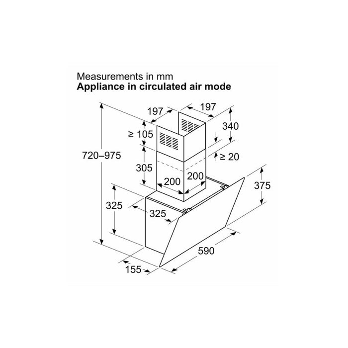 Bosch Series 2 DWK85DK60B Chimney Hood - Black Glass - Unbeatable Bathrooms