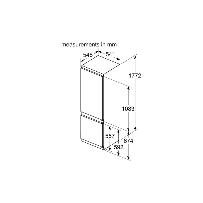 Bosch Series 2 KIV87NSE0G B/I Low Frost 70/30 Fridge Freezer - Unbeatable Bathrooms