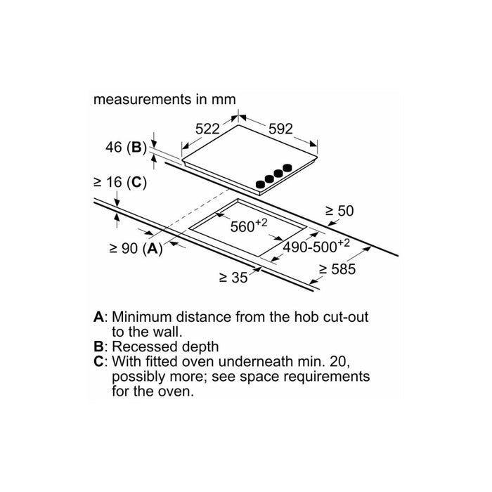 Bosch Series 2 PKE611CA3E 60cm Electric Hob - Black Glass - Unbeatable Bathrooms