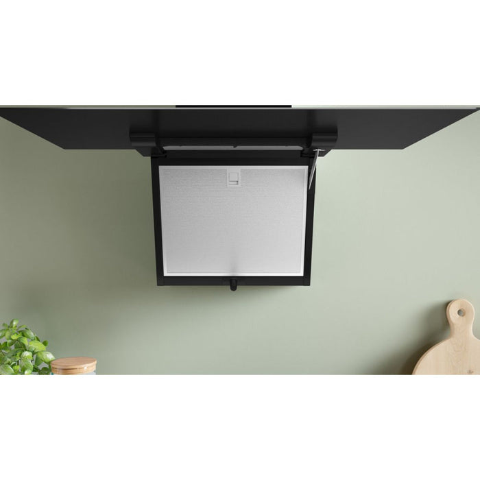 Bosch Series 4 DWK67FN60B Angled Chimney Hood - Black Glass - Unbeatable Bathrooms