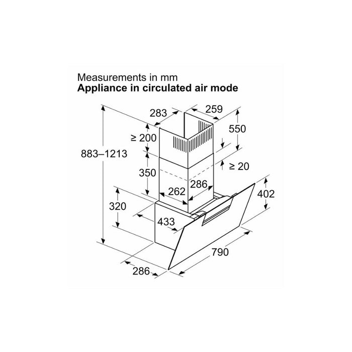 Bosch Series 4 DWK67FN60B Angled Chimney Hood - Black Glass - Unbeatable Bathrooms
