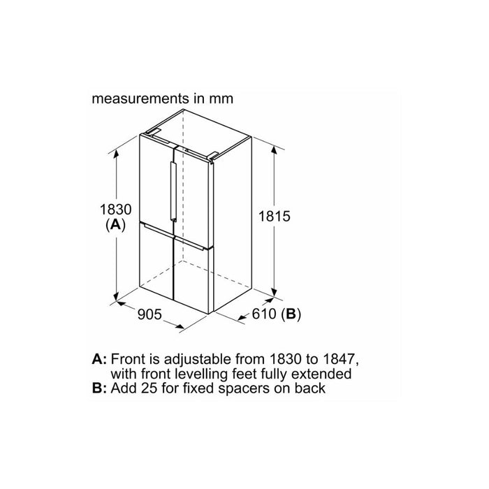 Bosch Series 4 KFN96APEAG F/S NoFrost 4 Door Fridge Freezer - Metallic Silver - Unbeatable Bathrooms