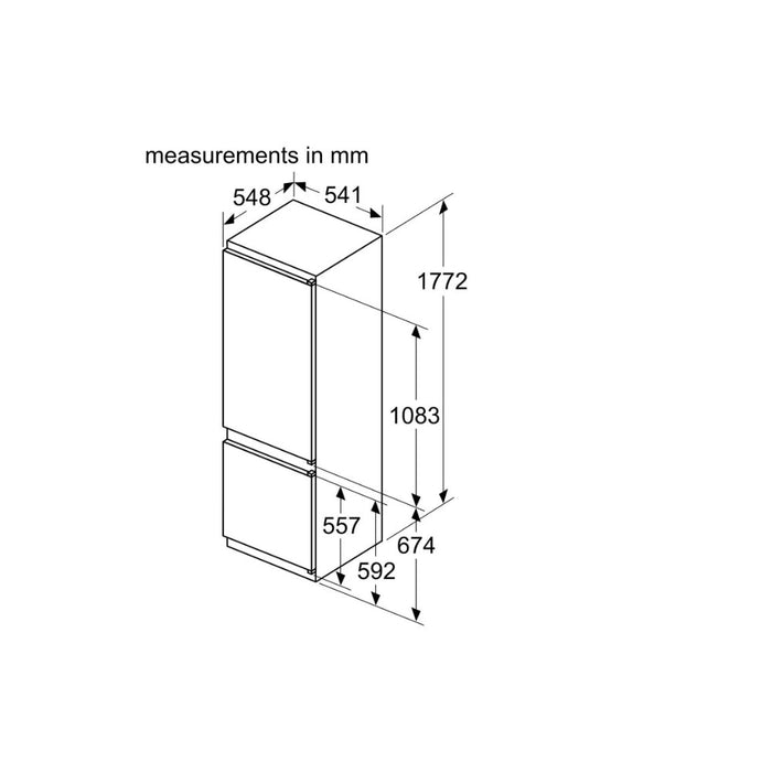 Bosch Series 4 KIV87VSE0G B/I Low Frost 70/30 Fridge Freezer (Sliding Hinge) - Unbeatable Bathrooms