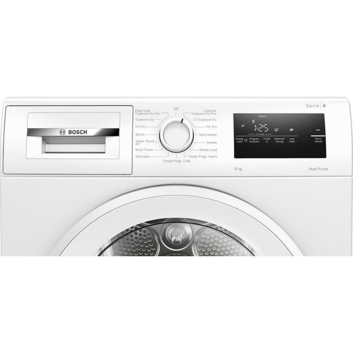 Bosch Series 4 WTH85225GB F/S 8kg Heat Pump Condenser Dryer - White - Unbeatable Bathrooms
