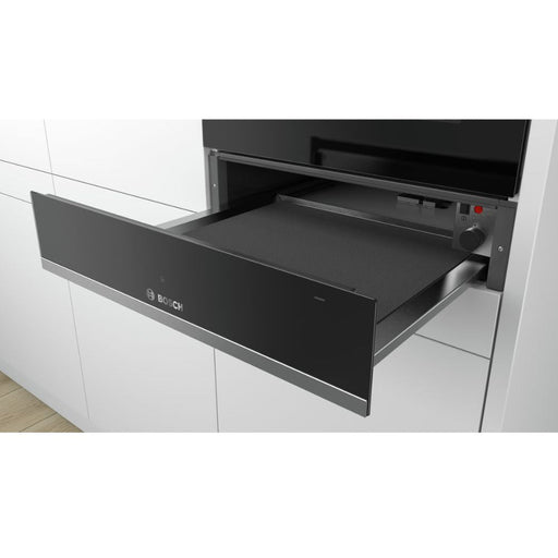 Bosch Series 6 BIC510NS0B 14cm Warming Drawer - Black & St/Steel - Unbeatable Bathrooms