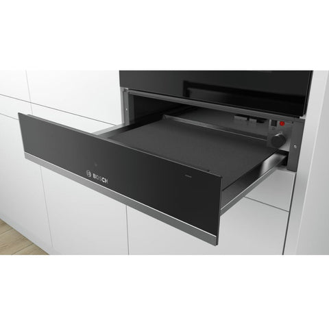 Bosch Series 6 BIC510NS0B 14cm Warming Drawer - Black & St/Steel - Unbeatable Bathrooms