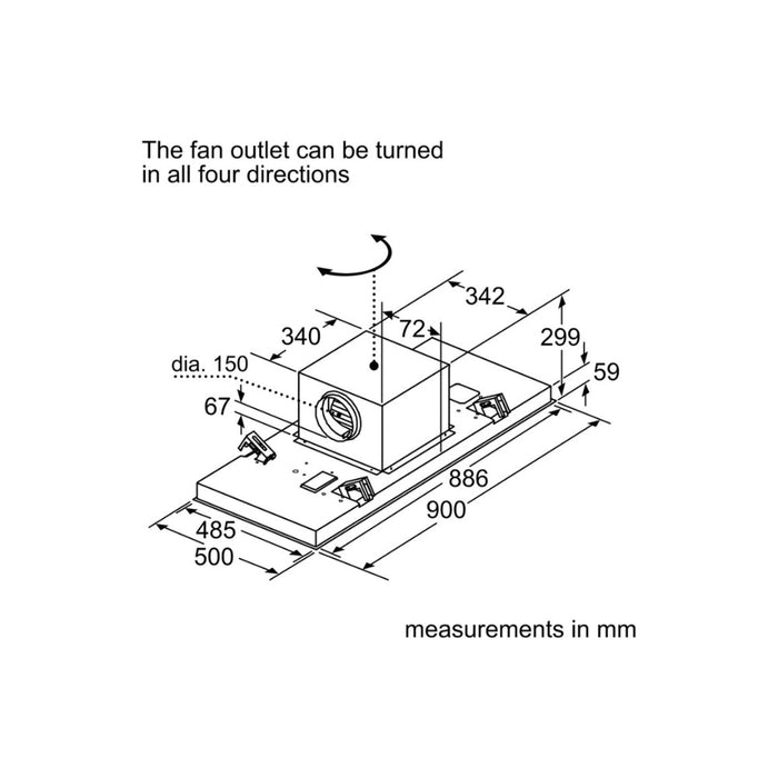 Bosch Series 6 DRC97AQ50B 90cm Ceiling Hood - St/Steel - Unbeatable Bathrooms