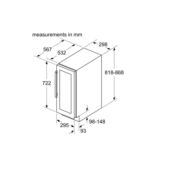 Bosch Series 6 KUW20VHF0G B/I Under Counter 30cm Wine Cooler - Black - Unbeatable Bathrooms