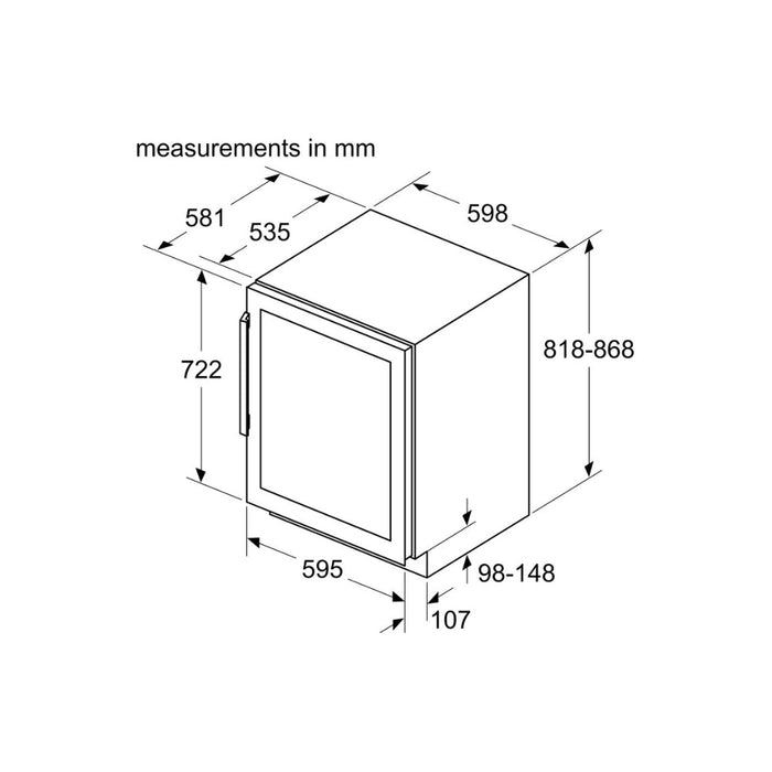 Bosch Series 6 KUW21AHG0G B/I Under Counter 60cm Wine Cooler - Black - Unbeatable Bathrooms