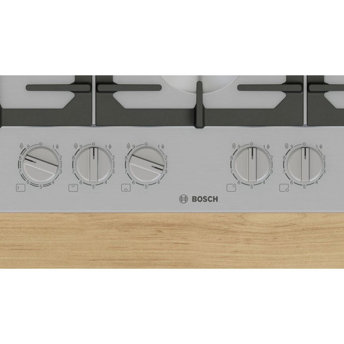 Bosch Series 6 PCS7A5I90 75cm Gas Hob - Brushed Steel - Unbeatable Bathrooms