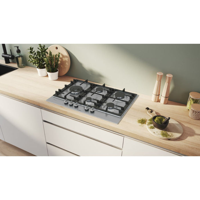 Bosch Series 6 PCS7A5I90 75cm Gas Hob - Brushed Steel - Unbeatable Bathrooms