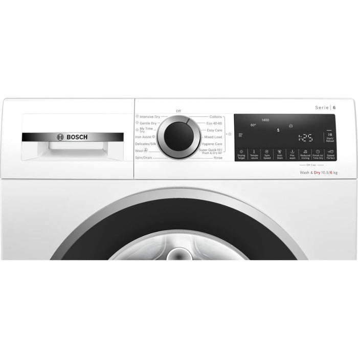 Bosch Series 6 WNG25401GB F/S 10.5/6kg 1400rpm Washer Dryer - White - Unbeatable Bathrooms