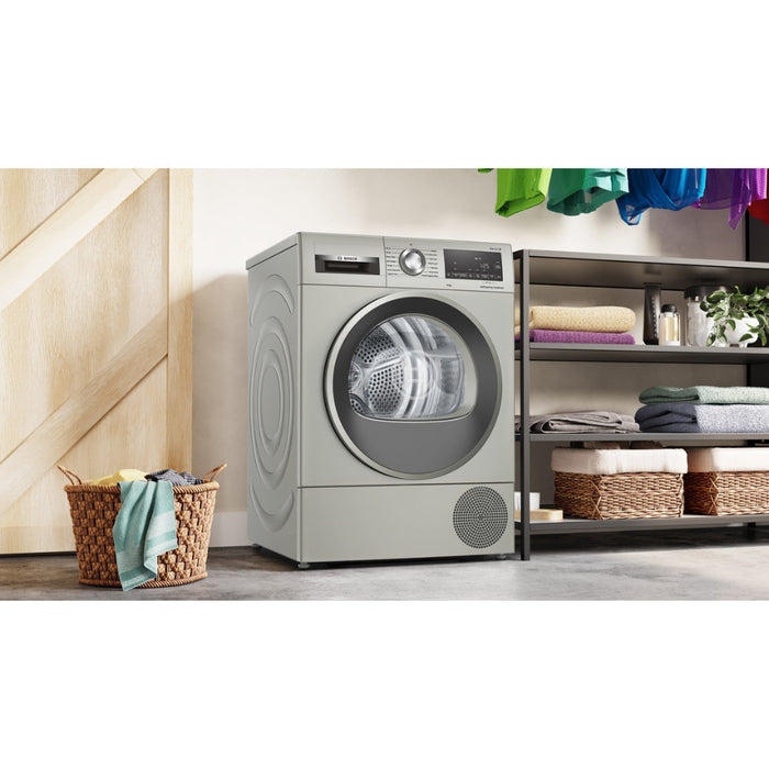 Bosch Series 6 WQG245S9GB F/S 9kg Heat Pump Condenser Dryer - Silver - Unbeatable Bathrooms