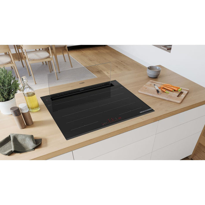 Bosch Series 8 DDW88MM60B 80cm Downdraft Hood - Black & Clear Glass - Unbeatable Bathrooms