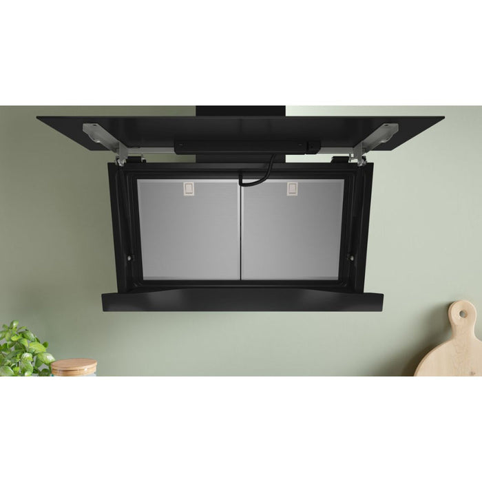 Bosch Series 8 DWK91LT60B 90cm Angled Chimney Hood - Black Glass - Unbeatable Bathrooms