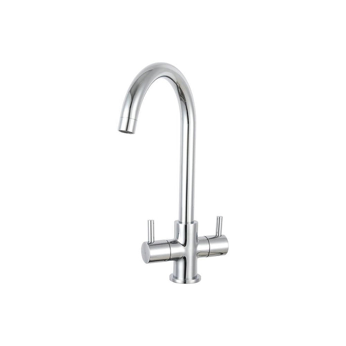 Prima Dual Lever Staten Swan Neck Mixer Tap Chrome - Unbeatable Bathrooms