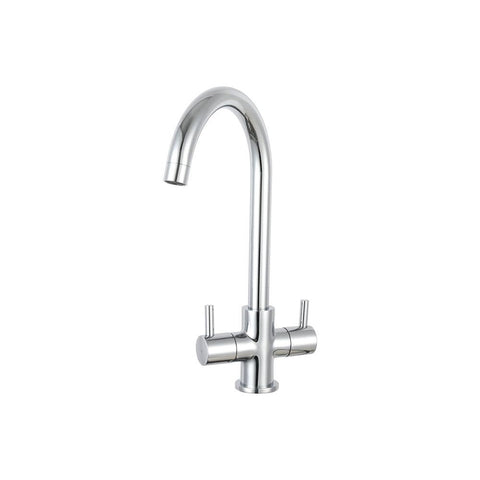 Prima Dual Lever Staten Swan Neck Mixer Tap Chrome - Unbeatable Bathrooms