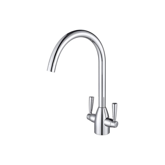Prima Dual Lever Chelsea Swan Neck Mixer Tap Chrome - Unbeatable Bathrooms