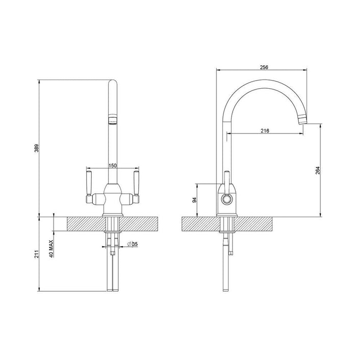 Teka SML 102 Dual Lever Mixer Tap - Chrome - Unbeatable Bathrooms