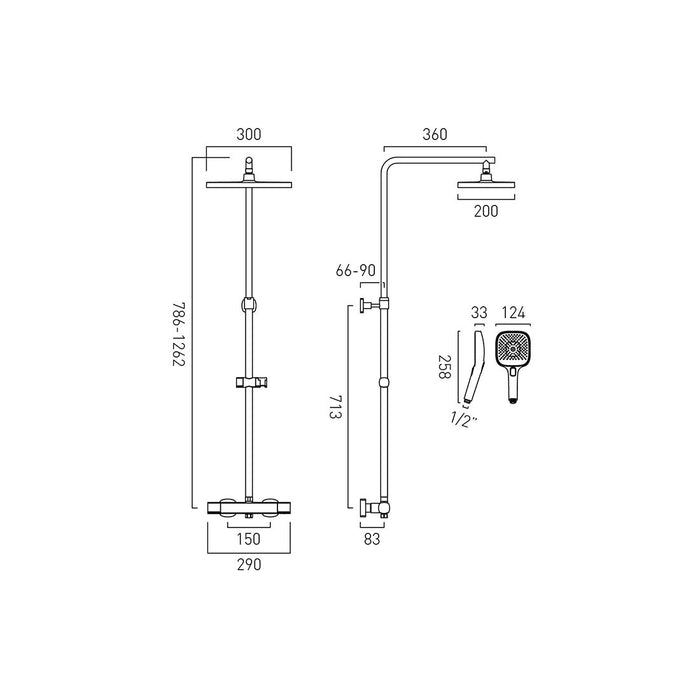 Vado Cameo Wall Mounted Thermostatic Exposed Shower Column in Satin Brass - Unbeatable Bathrooms