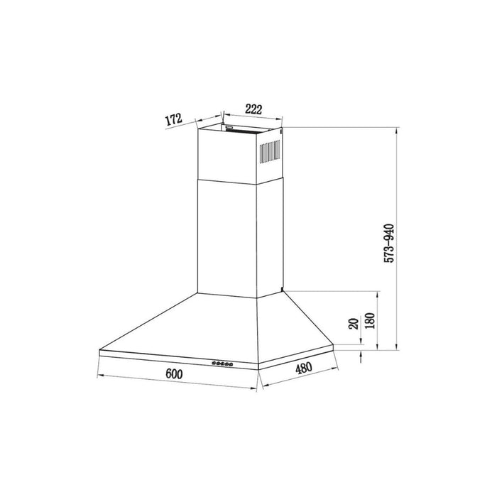 Candy CCE60NN 60cm Chimney Hood - Black Steel - Unbeatable Bathrooms