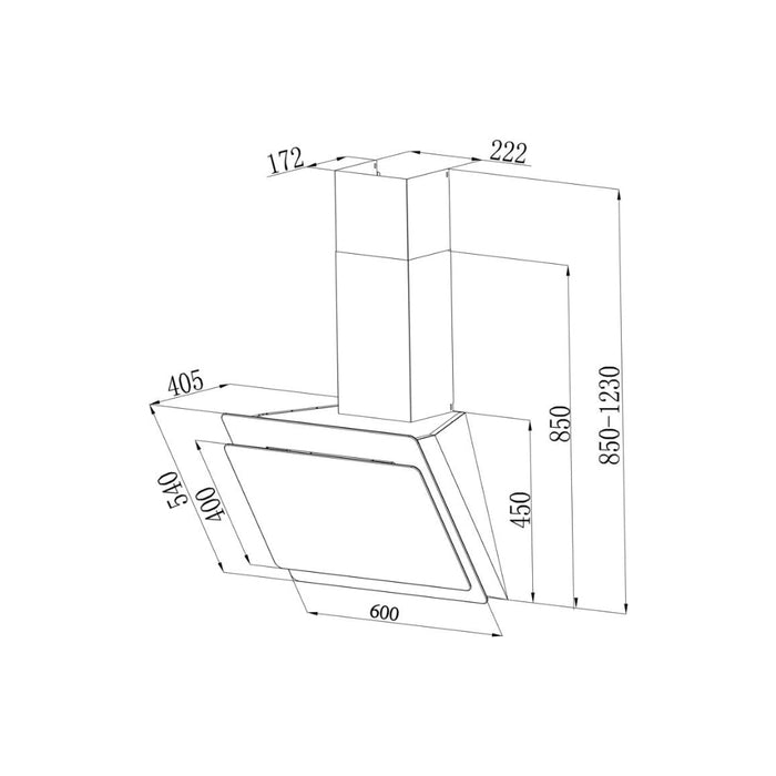 Candy CDG6CEBWIFI 60cm Angled Chimney Hood - Black - Unbeatable Bathrooms