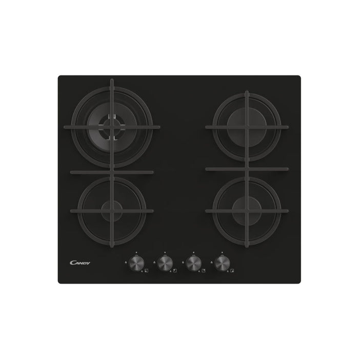 Candy CDK6GR4PBB 60cm Gas on Glass Hob - Black Glass - Unbeatable Bathrooms