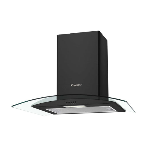 Candy CGM60NN 60cm Curved Glass Chimney Hood - Black steel & Glass - Unbeatable Bathrooms