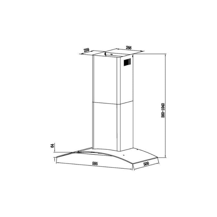 Candy CGM60NN 60cm Curved Glass Chimney Hood - Black steel & Glass - Unbeatable Bathrooms