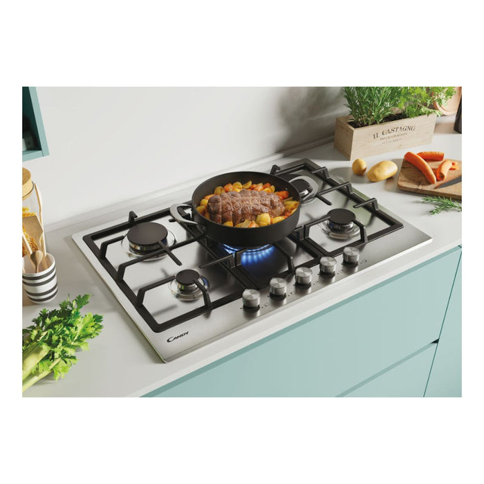 Candy CHG74WPX 75cm Gas Hob - St/Steel - Unbeatable Bathrooms