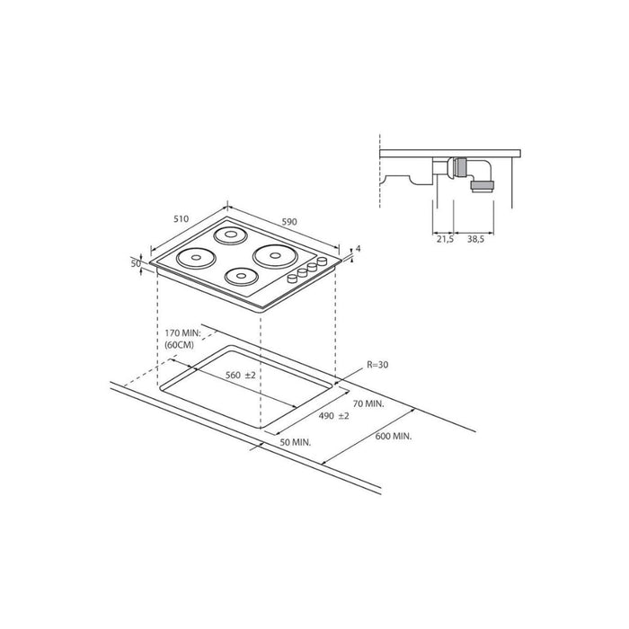 Candy CLE64KX 60cm Electric Solid Plate Hob - St/Steel - Unbeatable Bathrooms