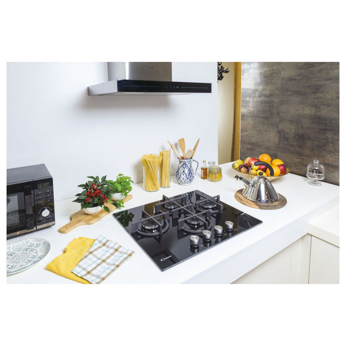 Candy CVG6DPB 60cm Gas on Glass Hob - Black Glass - Unbeatable Bathrooms