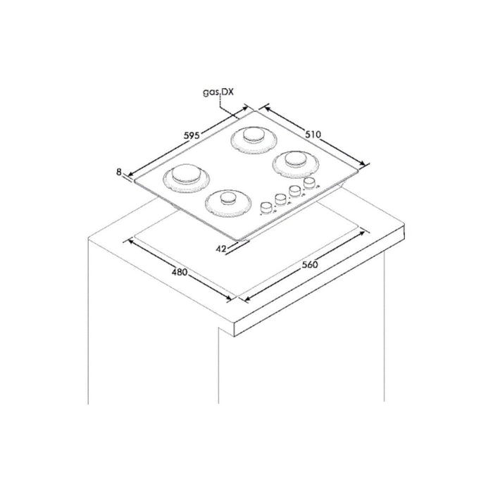 Candy CVG6DPB 60cm Gas on Glass Hob - Black Glass - Unbeatable Bathrooms