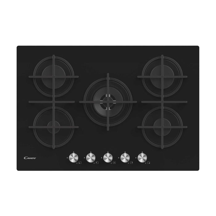 Candy CVG74WPB 75cm Gas Hob - Black Glass - Unbeatable Bathrooms