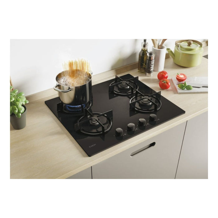Candy CVW6BB 60cm Gas on Glass Hob - Black - Unbeatable Bathrooms