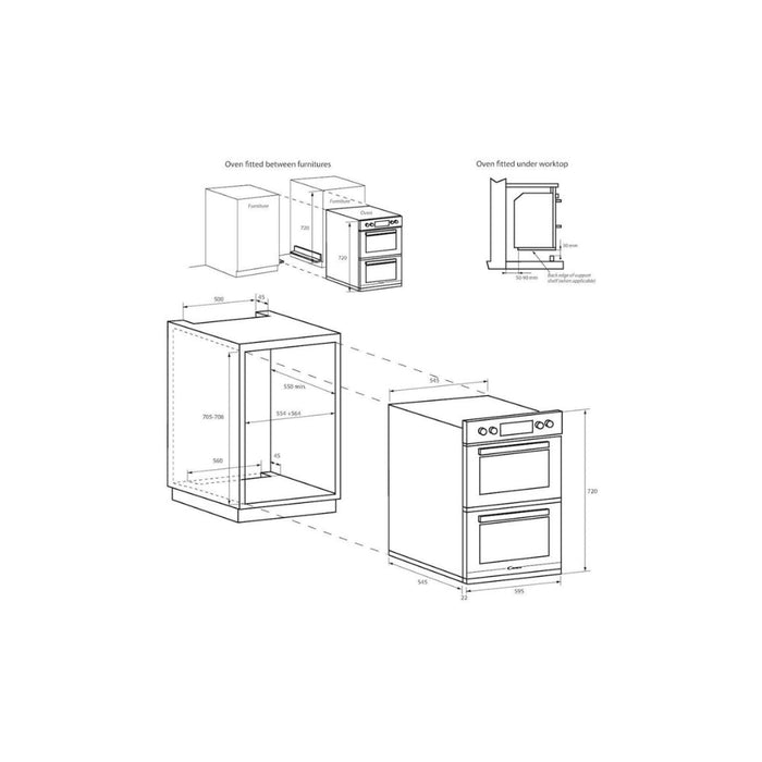 Candy FCT7D415X Double Electric Oven - St/Steel - Unbeatable Bathrooms