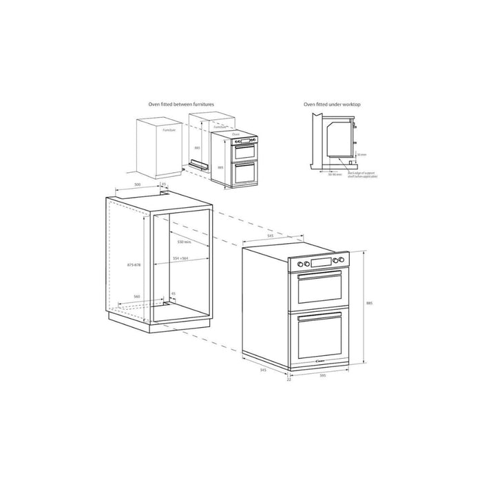 Candy FCT9D815X Double Electric Oven - St/Steel - Unbeatable Bathrooms