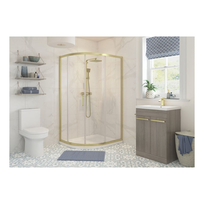 Classix 2 Door Offset Quadrant - Brushed Brass - Unbeatable Bathrooms