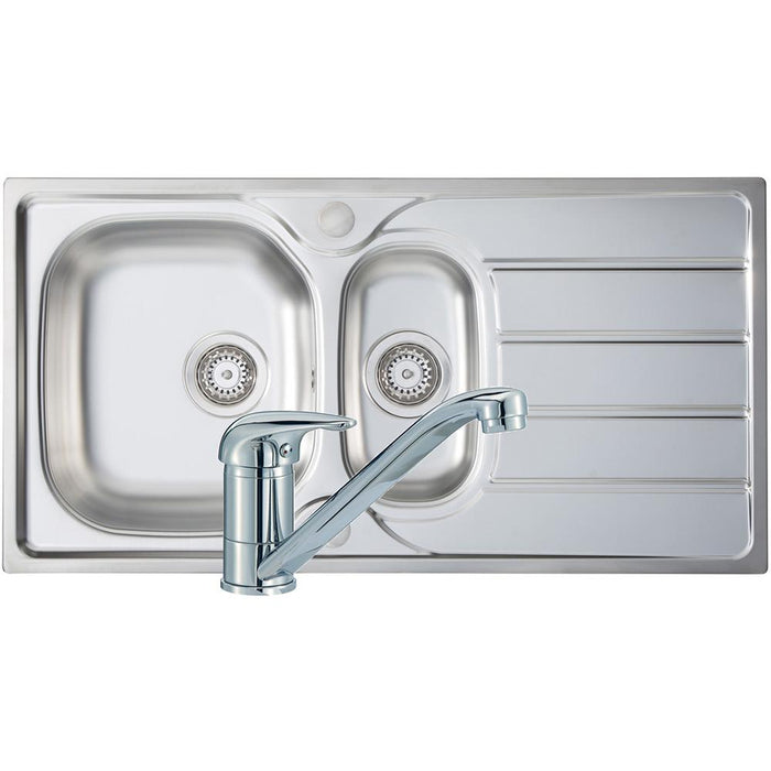 Prima Polished Stainless Steel 1.5B Sink & Tap Pack - Unbeatable Bathrooms