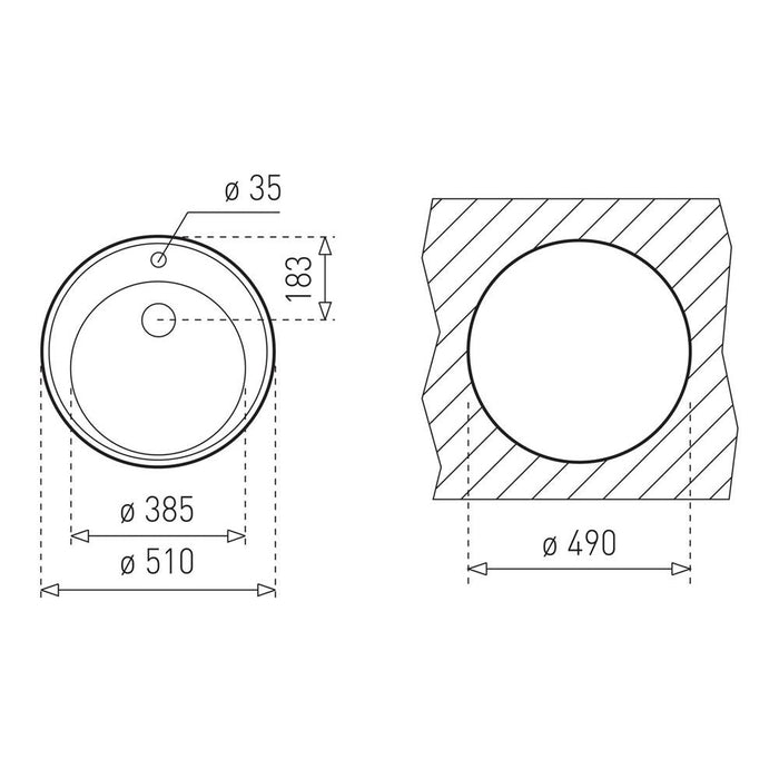 Teka Centroval 45 Single Round Bowl Inset Sink - Stainless Steel - Unbeatable Bathrooms