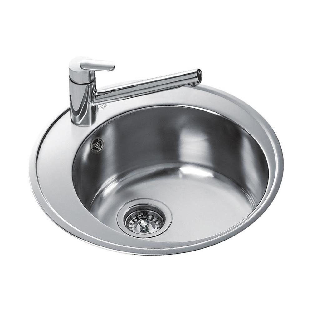 Teka Centroval 45 Single Round Bowl Inset Sink - Stainless Steel - Unbeatable Bathrooms