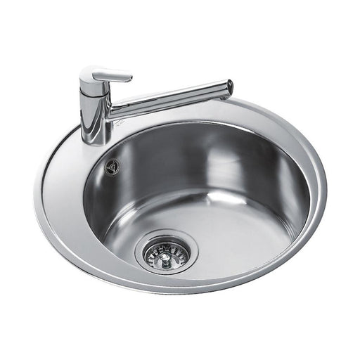 Teka Centroval 45 Single Round Bowl Inset Sink - Stainless Steel - Unbeatable Bathrooms
