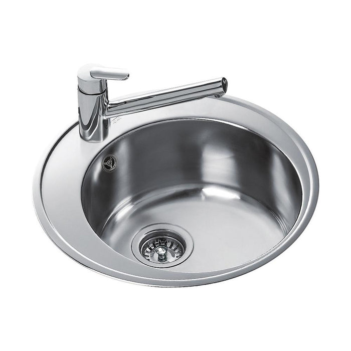 Teka Centroval 45 Single Round Bowl Inset Sink - Stainless Steel - Unbeatable Bathrooms