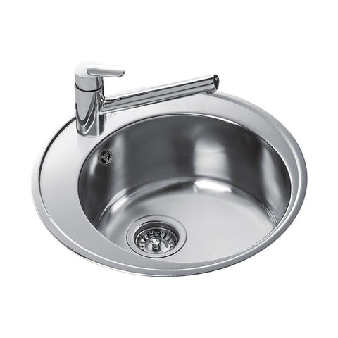 Teka Centroval 45 Single Round Bowl Inset Sink - Stainless Steel - Unbeatable Bathrooms