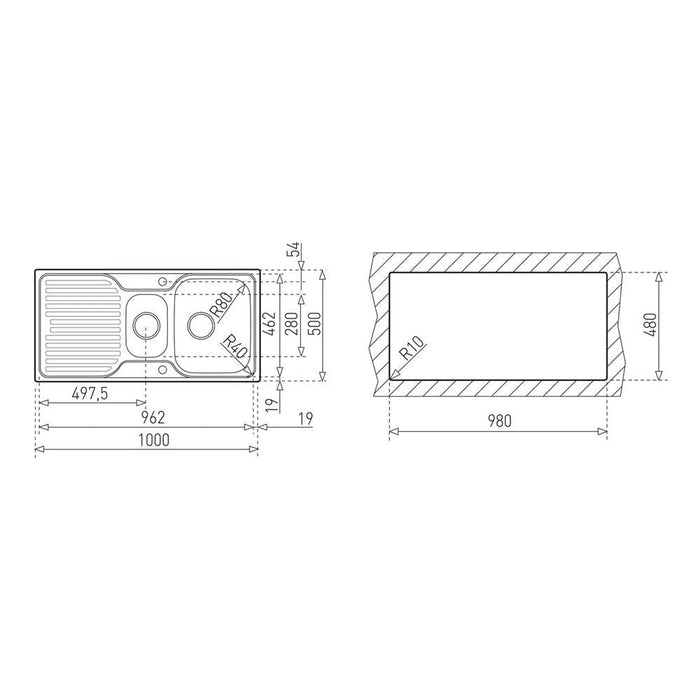 Teka Princess 1.5B & Drainer Inset Sink - Stainless Steel - Unbeatable Bathrooms