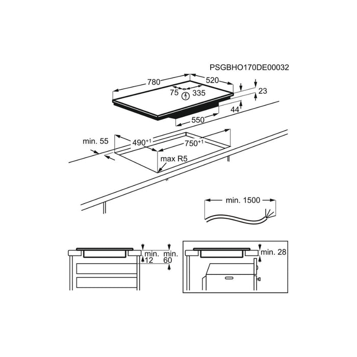 Electrolux KIV834 80cm Induction Hob - Black - Unbeatable Bathrooms
